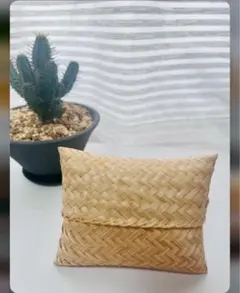 4月14日までお値下げ⭐︎かごポーチ⭐︎天然素材 編み込み 小物入れ タイ カチュー