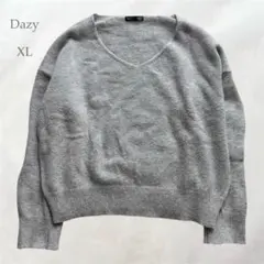Dazy Vネックセーター 大きいサイズ シンプルセーター暖か 長袖 XLグレー