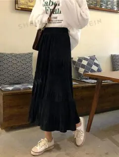 SHEIN 無地柄 ティアードスカート