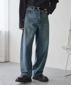 MONO-MART ヴィンテージライクセミワイドバレルシルエットデニムパンツ