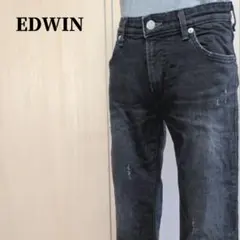 EDWIN　エドウィン　ダメージ加工スキニーデニムパンツ　ブラック　28