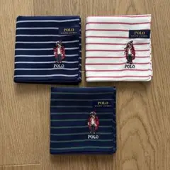 【未使用品】 ポロラルフローレン ポロベア ボーダー ハンカチ 3枚セット