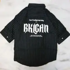 XL 新品 メンズ シャツ バックプリント ストライプ