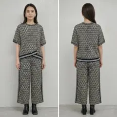 幾何学模様 上下 セットアップ ゴムウェスト パンツ ゆったりサイズ 幾何学模様 上下 セットアップ ゴムウェスト パンツ ゆったりサイズ