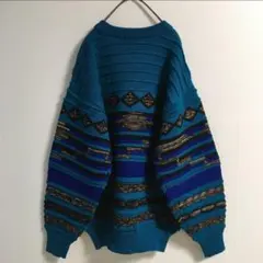 韓国古着 レアカラー レアデザイン 3Dニット セーター メンズ インパクト抜群