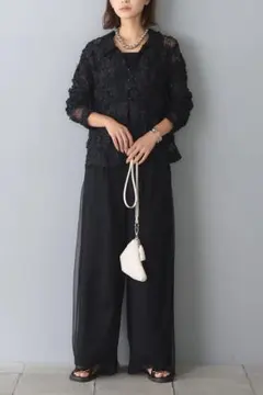 シアージャガードトップス 花柄シアーシャツ 前開き 羽織りESICA