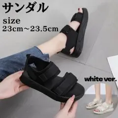 サンダル 23cm 23.5cm ダブルマジックテープ ブラック 夏のサムネイル