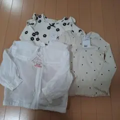 長袖シャツ・ブラウス 3点セット 100　ドット　花柄　上着　新品