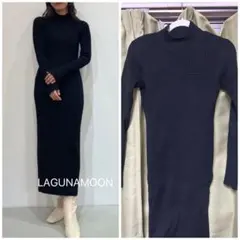 LAGUNAMOON チェックリブタイトニットワンピース