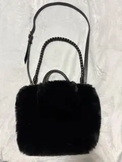 GREEN LABEL RELAXING ファー　ショルダーバッグ 黒