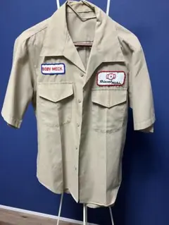 ワークシャツ 半袖 ベージュ