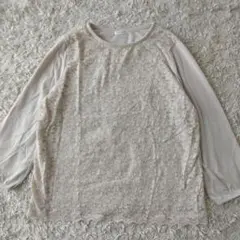 未使用 シネマクラブ ハニーズ ライトベージュフラワーレースカットソーLLサイズ