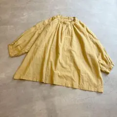 イヴサンローラン エプロン 割烹着 黄色 YSL 刺繍 スモック イエロー