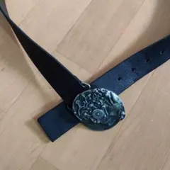 ブラックレザー ベルト 機械的バックル