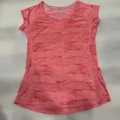 赤 ストライプ Vネック トップス　NIKE ドライフィット　ランニング