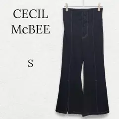 988【セシルマクビー】ハイウエストフレアパンツ スリット 黒 ギャル Y2Kのサムネイル