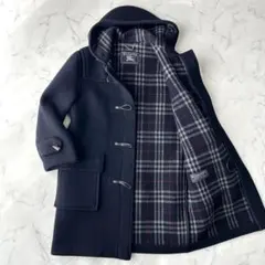 希少✨　バーバリーズ　ダッフルコート　ノバチェック　英国製　ロング　ネイビー