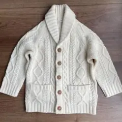 アイボリー カーディガン サイズ110 無印良品　ケーブル編み　ニット　ホワイト