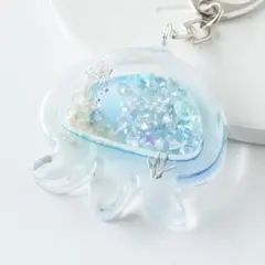 クラゲのシェイカーキーホルダー レジン ハンドメイド 海 ブルー