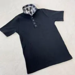 ☆良品☆【MITEX】メンズ レイヤード 半袖 ポロシャツ／カットソー M 黒