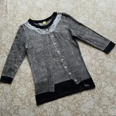 ポールスミス　騙し絵プリント　ロゴプリント　七分袖　薄手カットソーS グレー系