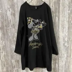 Disney　ディズニー　スウェット　ナイトウェア　長袖　ブラック　ミニー　M