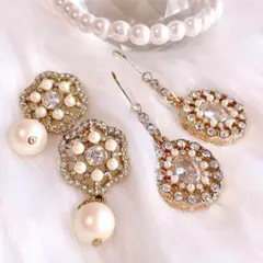 新品 ビジューピアス　パールピアス　ピアスセット