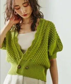 N.Natural Beauty Basicゴールドボタン半袖カーディガン