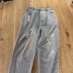 キッズ ダメージデニム ロングパンツ ウエストゴム