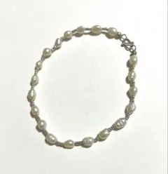 ヴィンテージ　ブレスレット ライスパール　淡水パール 天然石 ハンドメイドのサムネイル