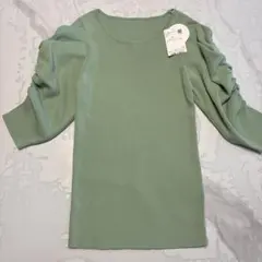 81 Vis ウォッシャブル　パフスリーブ　リブ　ニット　ミントグリーンのサムネイル