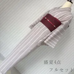 絽 紗 盛夏 木の葉紋様 166 風に舞う 小紋 フルセット 洗える着物 夏5 