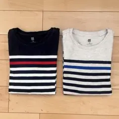○ユニクロ キッズ ボーダー ロンT 120 2枚セット○