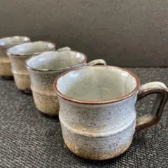 陶器製マグカップ 4個セット グレーとブラウンのグラデーション　コーヒーカップ