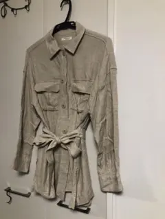 FREAK'S STORE ベージュ リネン混　長袖シャツ フリーサイズ