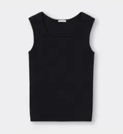 GU リブスクエアネックニットタンクトップ Sサイズ ブラック ジーユー 黒