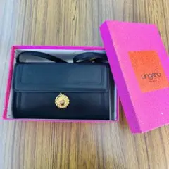 訳あり　ungaro paris ショルダーバッグ　黒　牛革　レトロ
