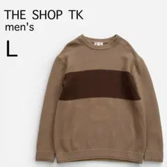THE SHOP TK 配色切り替えニットプルオーバー メンズ ブラウン L