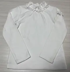 【べべ】フリルネック長袖Tシャツ110