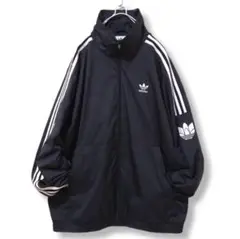 ナイロン　ジャケット　トレフォイル　黒　メンズ　古着　adidas　アディダス