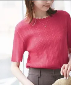 ロペピクニック☆八方映えニット スカラップニットプルオーバー　ピンク