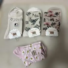 猫と花柄ソックス6足セット