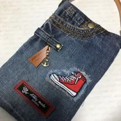 デニムリメイク、サコッシュ、スマホケース&小物いれミニバック