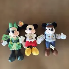 海外ディズニーワールド　ランド　ミッキー　ミニーぬいぐるみ3体