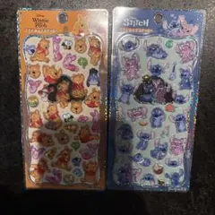 正規品　プチドロップステッカー　スティッチ　くまのプーさん シール2枚セット