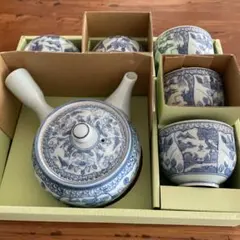 有田焼　染付山水　急須茶器揃　湯呑みセット　新品