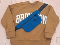 【120】ブラウン プリントトレーナー ウエストポーチ付き