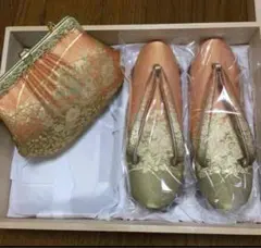【なめくじら様専用】和装用バッグと草履セット ゴールド 花柄