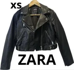 ZARA フェイクレザー ダブルライダースジャケット ブラックxs