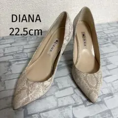 【美品】DIANA スネークパンプス 22.5cmベージュダイアナパイソン